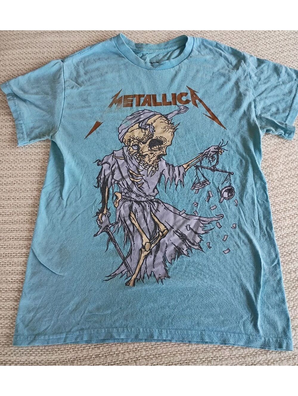Vintage Metallica Graphic T-Shirt Blue Cotton Size Small
